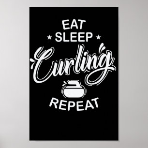 Póster Comer el sueño Curling Repetir Wintersport
