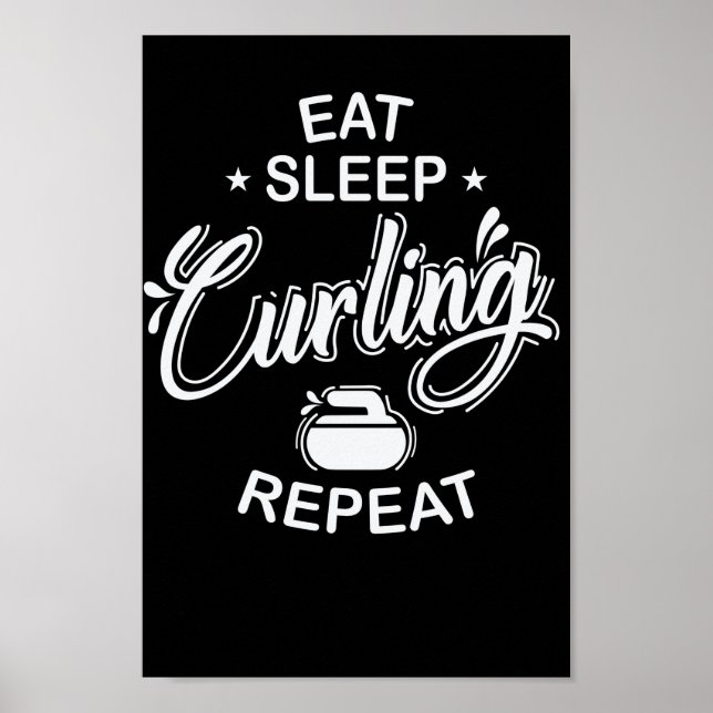 Póster Comer el sueño Curling Repetir Wintersport (Frente)
