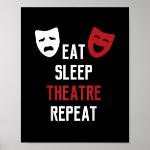 Póster Comer el teatro de sueño repetir regalo de teatro 