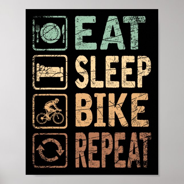 Póster Comer en bicicleta de sueño bicicleta repetida (Frente)
