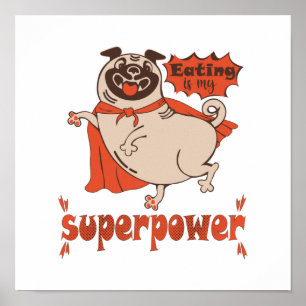 Póster Comer es mi sobrenombre rojo cloak pug estilo cómi