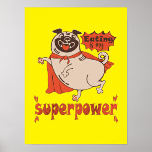 Póster Comer es mi sobrenombre rojo cloak pug estilo cómi