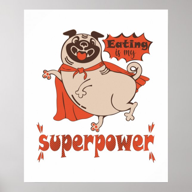 Póster Comer es mi sobrenombre rojo cloak pug estilo cómi (Frente)