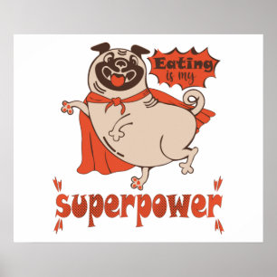 Póster Comer es mi sobrenombre rojo cloak pug estilo cómi