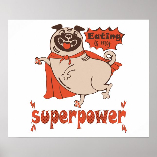 Póster Comer es mi sobrenombre rojo cloak pug estilo cómi (Frente)