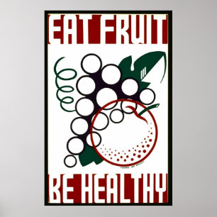 Póster Comer fruta - Ser saludable - Poster de WPA -