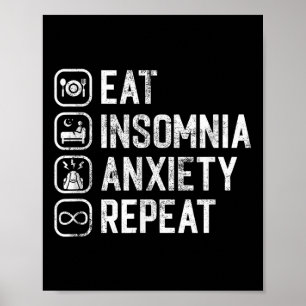 Póster Comer Insomnio Ansiedad Repetir Funny No Dormir Co