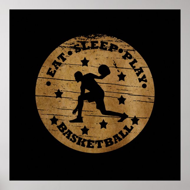 Póster comer jugar al baloncesto (Frente)