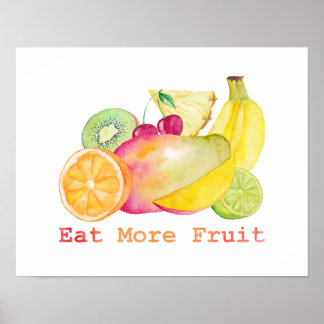 Póster Comer más acuarela de frutas