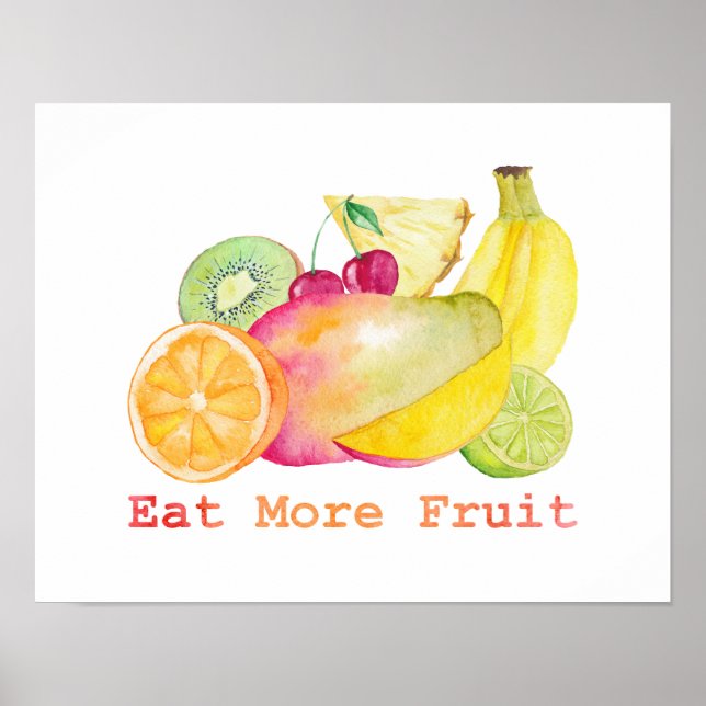 Póster Comer más acuarela de frutas (Frente)