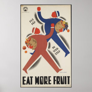 Póster Comer más Fruta Viaje Vintage Poster Ad Retro