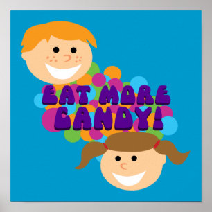 Póster Comer más niños retro de caramelos
