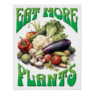 Póster Comer más plantas vegetarianas