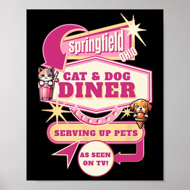 Póster Comer Mascotas Springfield Ohio Gatos Perros Diver (Frente)