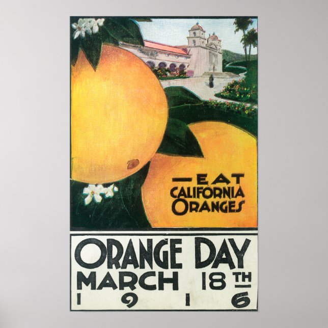 Póster Comer Naranjas de CA en el Día del Naranja (Frente)