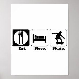 Póster comer patineta de dormir