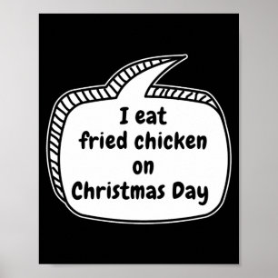 Póster Comer Pollo Frito En Día De Navidad Burbuja De Hab