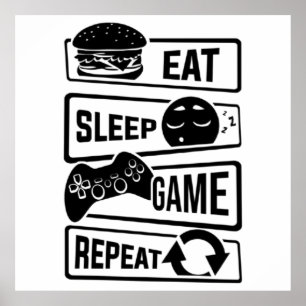 Póster Comer Poster de repetición de juego de sueño