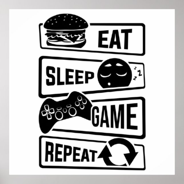 Póster Comer Poster de repetición de juego de sueño (Frente)