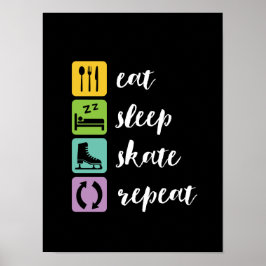 Póster Comer Skate Sleep Skate Graciosa Figura Skaters Pa