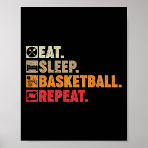 Póster Comer Sleep Basketball Repetir Chica Baloncesto Pl