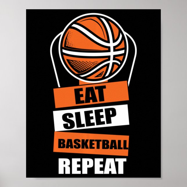 Póster Comer Sleep Basketball Repetir jugador Entrenadore (Frente)