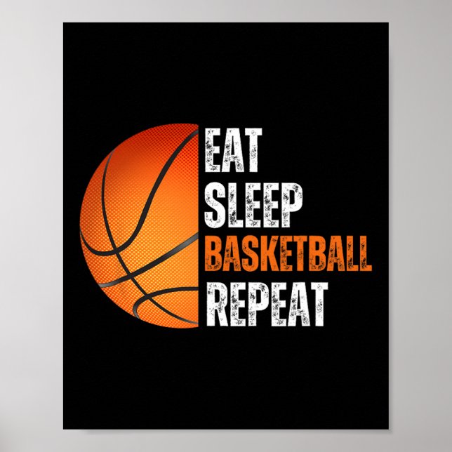 Póster Comer Sleep Basketball Repetir Regalo Para Fa De B (Frente)