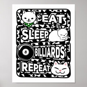 Póster Comer Sleep Billiards Repetir a los Chicas Billiar