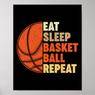 Póster Comer Sleep Bysketbyll Repetir Para Diversión Vint
