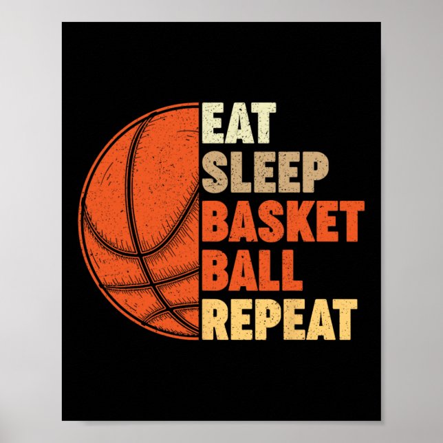 Póster Comer Sleep Bysketbyll Repetir Para Diversión Vint (Frente)