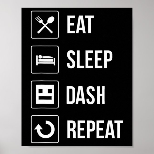 Póster Comer Sleep Dash Repetir videojuego Geometría Vide (Frente)