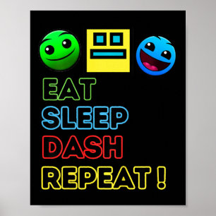 Póster Comer Sleep Dash Repetir videojuego Geometría Vide