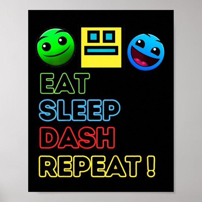 Póster Comer Sleep Dash Repetir videojuego Geometría Vide (Frente)