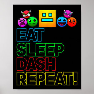 Póster Comer Sleep Dash Repetir videojuego Geometría Vide