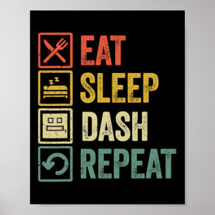 Póster Comer Sleep Dash Repetir videojuego Geometría Vide