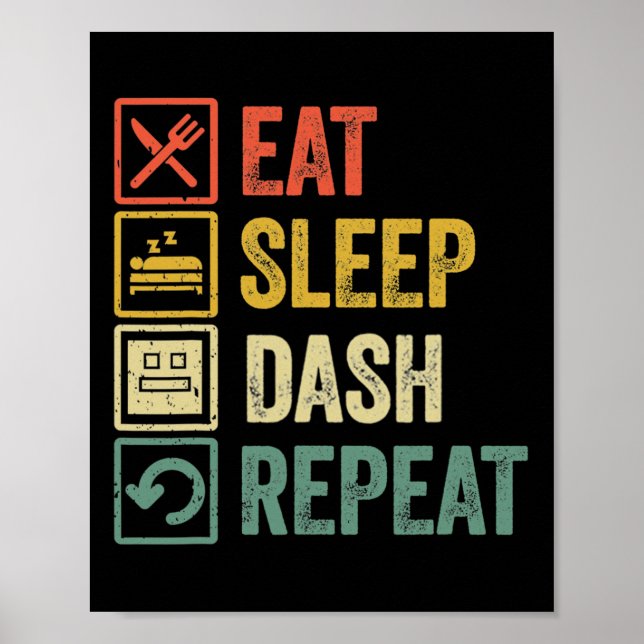 Póster Comer Sleep Dash Repetir videojuego Geometría Vide (Frente)