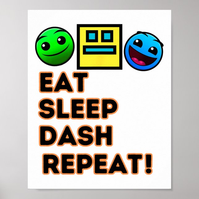 Póster Comer Sleep Dash Repetir videojuego Geometría Vide (Frente)
