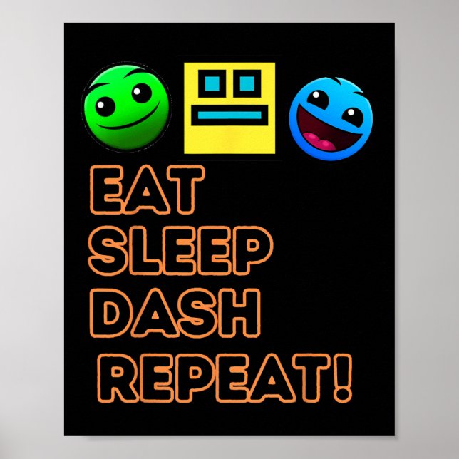 Póster Comer Sleep Dash Repetir videojuego Geometría Vide (Frente)