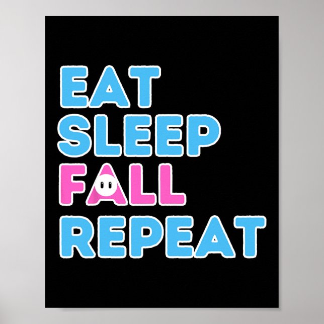 Póster Comer Sleep Fall Repetir videojuego Chicos Video G (Frente)