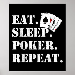Póster Comer Sleep Poker Repetir Casino Saying Poker