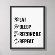 Comer Sleep Reconcile Repetir Poster Contable Grac