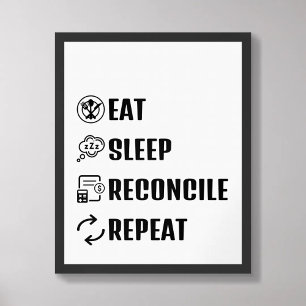 Póster Comer Sleep Reconcile Repetir Poster Contable Grac