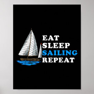 Póster Comer Sleep Sailing Repetir Humor Náutico De Barco