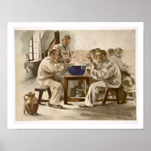 Póster Comer sopa en las barracas, de L'Estampe Moder