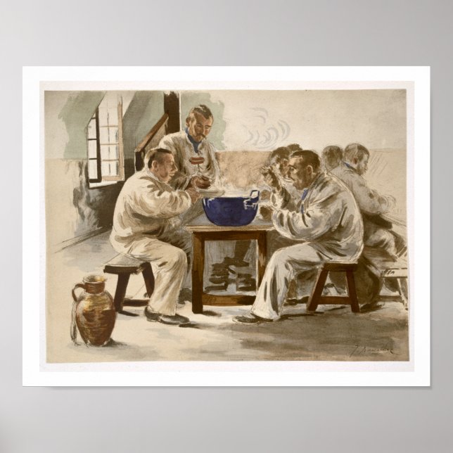 Póster Comer sopa en las barracas, de L'Estampe Moder (Frente)