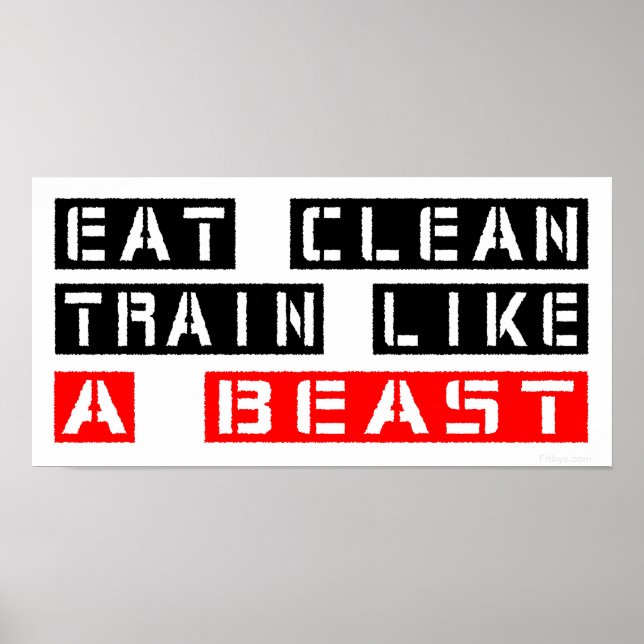 Póster Comer tren limpio como una bestia en rojo (Frente)