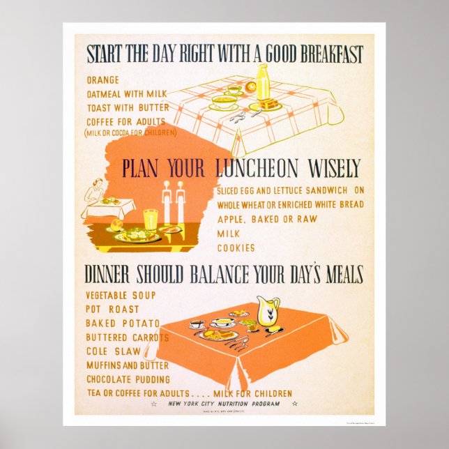 Póster Comer Wisely Stay Healthy 1942 WPA (Frente)