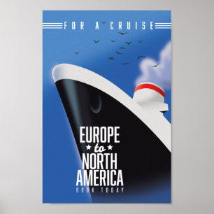Póster Comercial de línea de crucero de Europa a América 