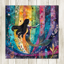 PÓSTER COMERCIAL DE LLUVIA ENCHANTADO DE MERMAID COLORIDO