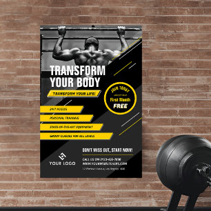 Póster Comercialización de la imagen de gimnasio con logo